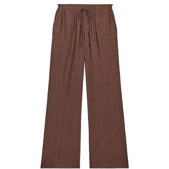 Zara Pants - Zara NWT textured weave tan brown wide leg pants